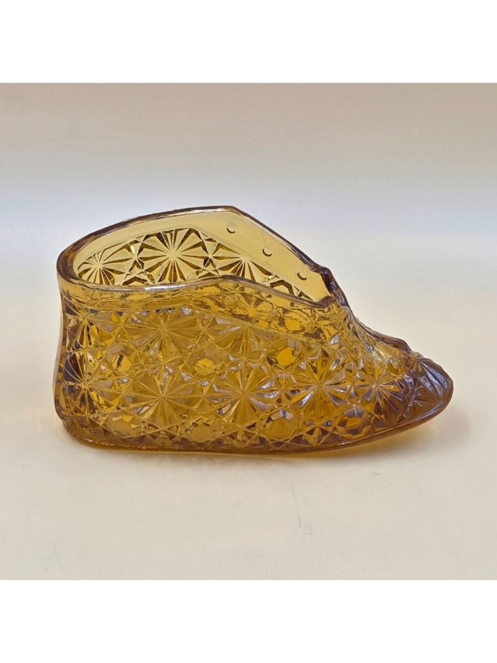 Fenton Olde Virginia Glass Amber Bootie Shoe Vintage Art Glass